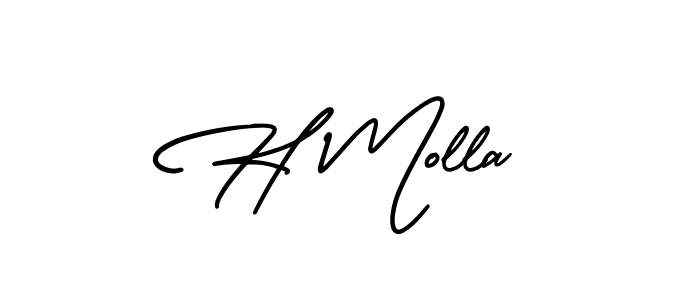 Design your own signature with our free online signature maker. With this signature software, you can create a handwritten (AmerikaSignatureDemo-Regular) signature for name H Molla. H Molla signature style 3 images and pictures png