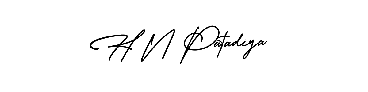 Similarly AmerikaSignatureDemo-Regular is the best handwritten signature design. Signature creator online .You can use it as an online autograph creator for name H N Patadiya. H N Patadiya signature style 3 images and pictures png