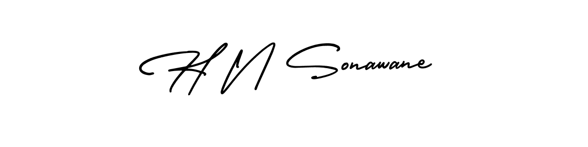 The best way (AmerikaSignatureDemo-Regular) to make a short signature is to pick only two or three words in your name. The name H N Sonawane include a total of six letters. For converting this name. H N Sonawane signature style 3 images and pictures png