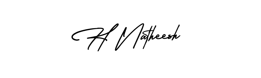 How to make H Natheesh name signature. Use AmerikaSignatureDemo-Regular style for creating short signs online. This is the latest handwritten sign. H Natheesh signature style 3 images and pictures png