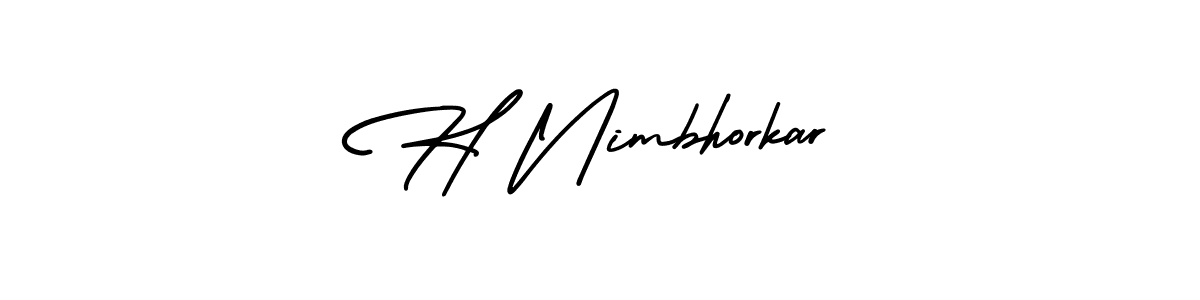 Similarly AmerikaSignatureDemo-Regular is the best handwritten signature design. Signature creator online .You can use it as an online autograph creator for name H Nimbhorkar. H Nimbhorkar signature style 3 images and pictures png