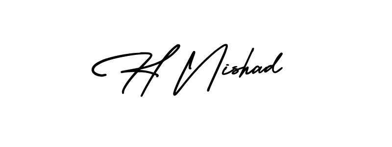 Make a short H Nishad signature style. Manage your documents anywhere anytime using AmerikaSignatureDemo-Regular. Create and add eSignatures, submit forms, share and send files easily. H Nishad signature style 3 images and pictures png