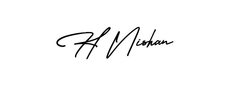 Use a signature maker to create a handwritten signature online. With this signature software, you can design (AmerikaSignatureDemo-Regular) your own signature for name H Nishan. H Nishan signature style 3 images and pictures png