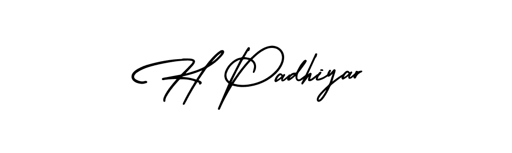 Use a signature maker to create a handwritten signature online. With this signature software, you can design (AmerikaSignatureDemo-Regular) your own signature for name H Padhiyar. H Padhiyar signature style 3 images and pictures png