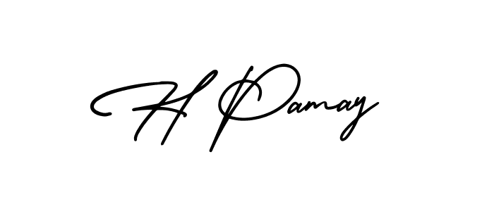 if you are searching for the best signature style for your name H Pamay. so please give up your signature search. here we have designed multiple signature styles  using AmerikaSignatureDemo-Regular. H Pamay signature style 3 images and pictures png