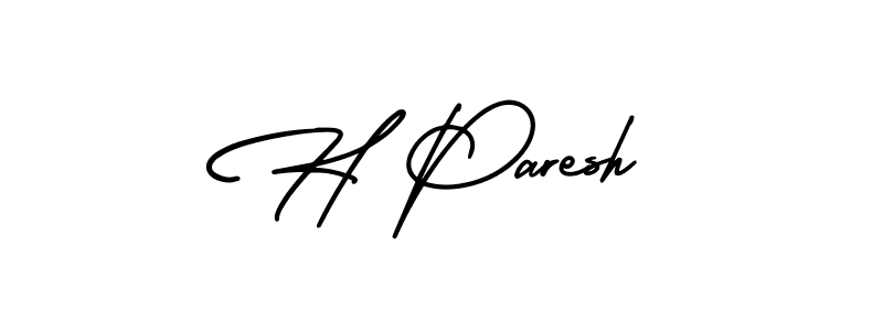 You should practise on your own different ways (AmerikaSignatureDemo-Regular) to write your name (H Paresh) in signature. don't let someone else do it for you. H Paresh signature style 3 images and pictures png