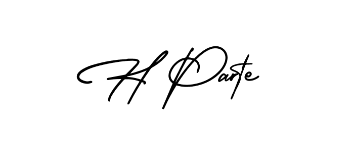 You should practise on your own different ways (AmerikaSignatureDemo-Regular) to write your name (H Parte) in signature. don't let someone else do it for you. H Parte signature style 3 images and pictures png