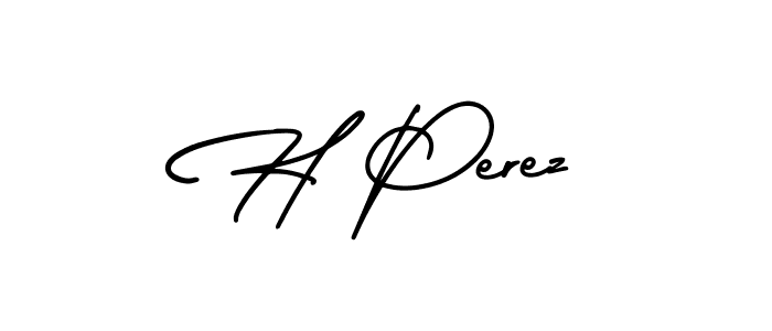 How to make H Perez name signature. Use AmerikaSignatureDemo-Regular style for creating short signs online. This is the latest handwritten sign. H Perez signature style 3 images and pictures png