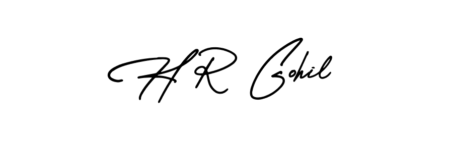 How to Draw H R Gohil signature style? AmerikaSignatureDemo-Regular is a latest design signature styles for name H R Gohil. H R Gohil signature style 3 images and pictures png
