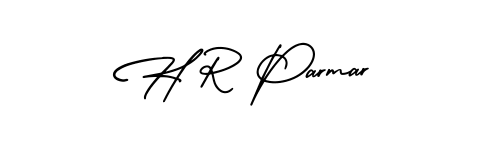 You should practise on your own different ways (AmerikaSignatureDemo-Regular) to write your name (H R Parmar) in signature. don't let someone else do it for you. H R Parmar signature style 3 images and pictures png