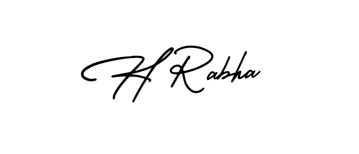 How to make H Rabha name signature. Use AmerikaSignatureDemo-Regular style for creating short signs online. This is the latest handwritten sign. H Rabha signature style 3 images and pictures png