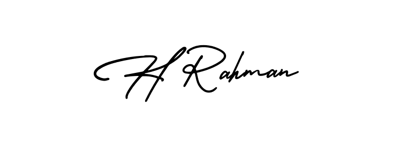 You should practise on your own different ways (AmerikaSignatureDemo-Regular) to write your name (H Rahman) in signature. don't let someone else do it for you. H Rahman signature style 3 images and pictures png