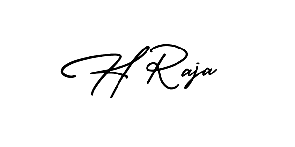 How to make H Raja name signature. Use AmerikaSignatureDemo-Regular style for creating short signs online. This is the latest handwritten sign. H Raja signature style 3 images and pictures png