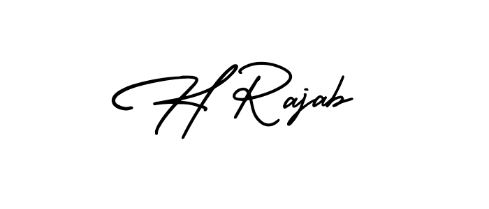 The best way (AmerikaSignatureDemo-Regular) to make a short signature is to pick only two or three words in your name. The name H Rajab include a total of six letters. For converting this name. H Rajab signature style 3 images and pictures png