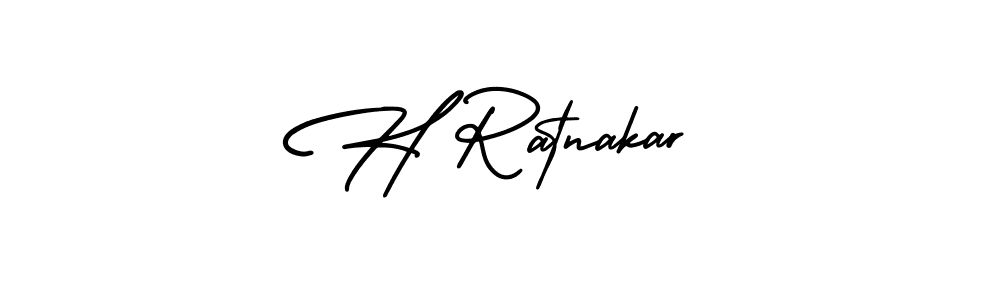 How to make H Ratnakar name signature. Use AmerikaSignatureDemo-Regular style for creating short signs online. This is the latest handwritten sign. H Ratnakar signature style 3 images and pictures png