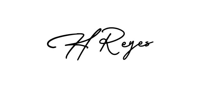 How to make H Reyes name signature. Use AmerikaSignatureDemo-Regular style for creating short signs online. This is the latest handwritten sign. H Reyes signature style 3 images and pictures png