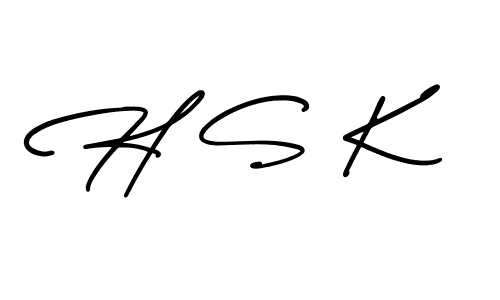 How to make H S K name signature. Use AmerikaSignatureDemo-Regular style for creating short signs online. This is the latest handwritten sign. H S K signature style 3 images and pictures png