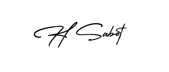 Design your own signature with our free online signature maker. With this signature software, you can create a handwritten (AmerikaSignatureDemo-Regular) signature for name H Sabot. H Sabot signature style 3 images and pictures png