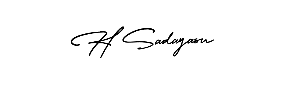 Create a beautiful signature design for name H Sadayasu. With this signature (AmerikaSignatureDemo-Regular) fonts, you can make a handwritten signature for free. H Sadayasu signature style 3 images and pictures png