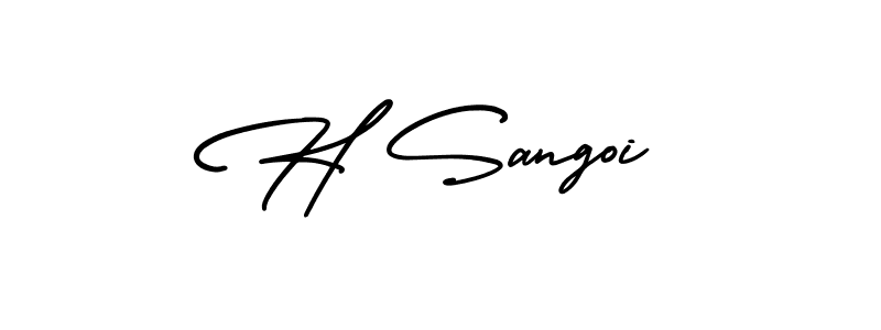 H Sangoi stylish signature style. Best Handwritten Sign (AmerikaSignatureDemo-Regular) for my name. Handwritten Signature Collection Ideas for my name H Sangoi. H Sangoi signature style 3 images and pictures png