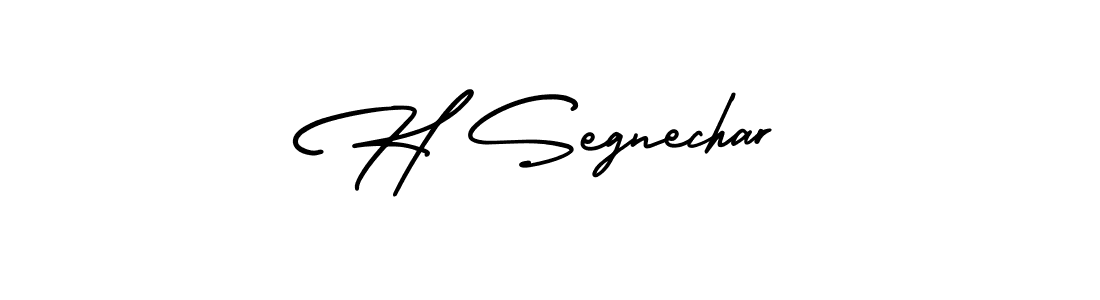 The best way (AmerikaSignatureDemo-Regular) to make a short signature is to pick only two or three words in your name. The name H Segnechar include a total of six letters. For converting this name. H Segnechar signature style 3 images and pictures png