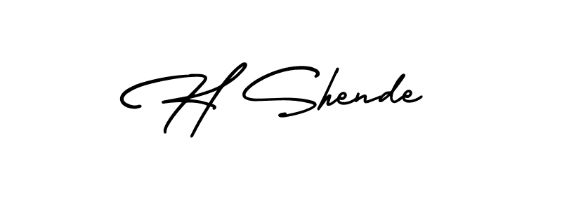 Similarly AmerikaSignatureDemo-Regular is the best handwritten signature design. Signature creator online .You can use it as an online autograph creator for name H Shende. H Shende signature style 3 images and pictures png