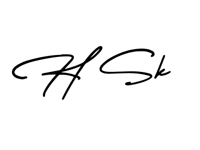 Use a signature maker to create a handwritten signature online. With this signature software, you can design (AmerikaSignatureDemo-Regular) your own signature for name H Sk. H Sk signature style 3 images and pictures png
