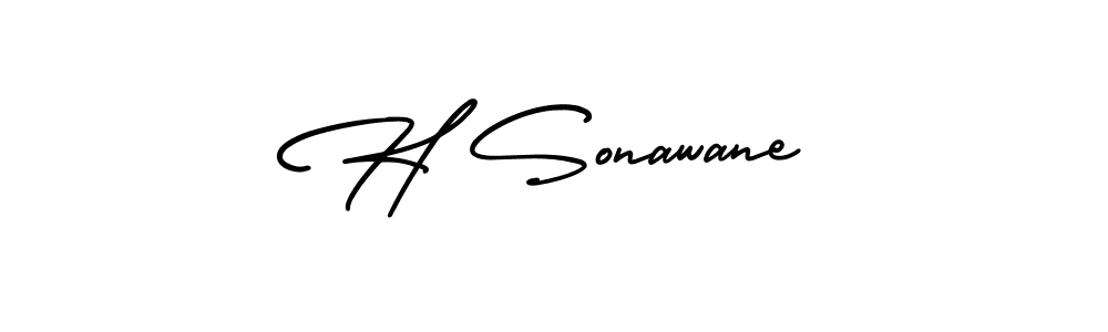 How to make H Sonawane name signature. Use AmerikaSignatureDemo-Regular style for creating short signs online. This is the latest handwritten sign. H Sonawane signature style 3 images and pictures png