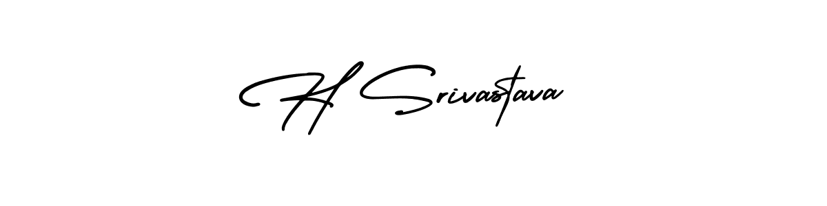 You should practise on your own different ways (AmerikaSignatureDemo-Regular) to write your name (H Srivastava) in signature. don't let someone else do it for you. H Srivastava signature style 3 images and pictures png