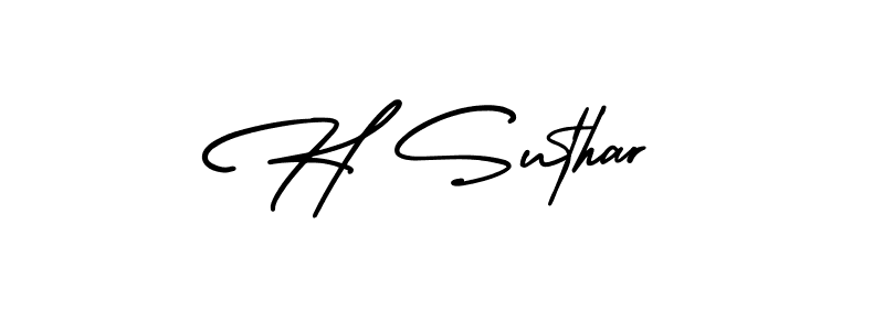 Also You can easily find your signature by using the search form. We will create H Suthar name handwritten signature images for you free of cost using AmerikaSignatureDemo-Regular sign style. H Suthar signature style 3 images and pictures png