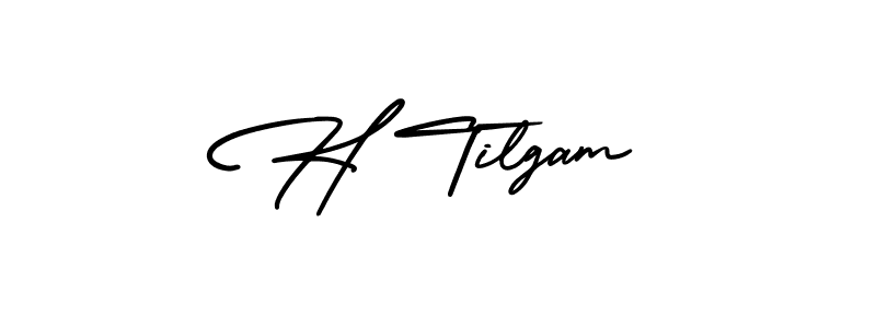 How to make H Tilgam name signature. Use AmerikaSignatureDemo-Regular style for creating short signs online. This is the latest handwritten sign. H Tilgam signature style 3 images and pictures png