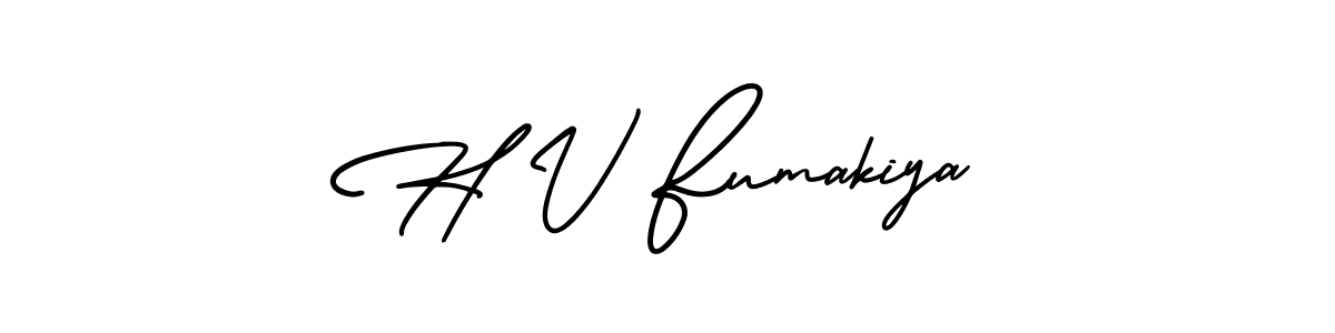 Make a beautiful signature design for name H V Fumakiya. With this signature (AmerikaSignatureDemo-Regular) style, you can create a handwritten signature for free. H V Fumakiya signature style 3 images and pictures png