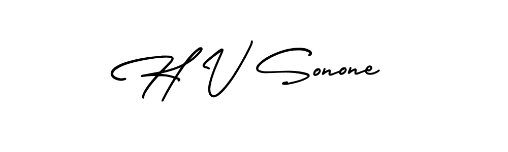 Similarly AmerikaSignatureDemo-Regular is the best handwritten signature design. Signature creator online .You can use it as an online autograph creator for name H V Sonone. H V Sonone signature style 3 images and pictures png