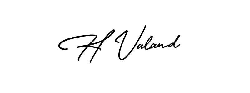 The best way (AmerikaSignatureDemo-Regular) to make a short signature is to pick only two or three words in your name. The name H Valand include a total of six letters. For converting this name. H Valand signature style 3 images and pictures png