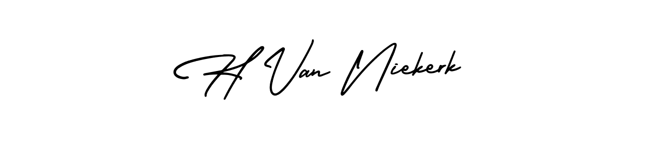 How to make H Van Niekerk name signature. Use AmerikaSignatureDemo-Regular style for creating short signs online. This is the latest handwritten sign. H Van Niekerk signature style 3 images and pictures png