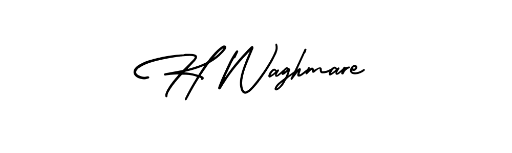 The best way (AmerikaSignatureDemo-Regular) to make a short signature is to pick only two or three words in your name. The name H Waghmare include a total of six letters. For converting this name. H Waghmare signature style 3 images and pictures png