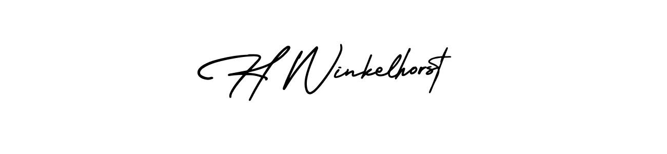 You should practise on your own different ways (AmerikaSignatureDemo-Regular) to write your name (H Winkelhorst) in signature. don't let someone else do it for you. H Winkelhorst signature style 3 images and pictures png