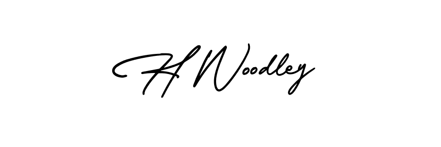 The best way (AmerikaSignatureDemo-Regular) to make a short signature is to pick only two or three words in your name. The name H Woodley include a total of six letters. For converting this name. H Woodley signature style 3 images and pictures png