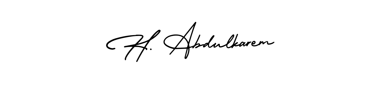 if you are searching for the best signature style for your name H. Abdulkarem. so please give up your signature search. here we have designed multiple signature styles  using AmerikaSignatureDemo-Regular. H. Abdulkarem signature style 3 images and pictures png