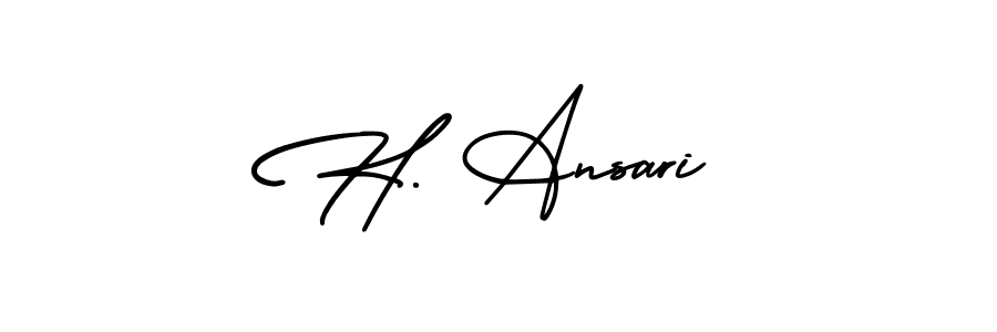 You should practise on your own different ways (AmerikaSignatureDemo-Regular) to write your name (H. Ansari) in signature. don't let someone else do it for you. H. Ansari signature style 3 images and pictures png