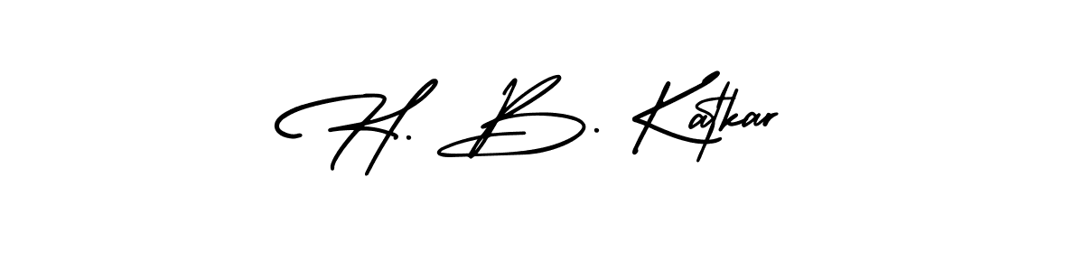 You should practise on your own different ways (AmerikaSignatureDemo-Regular) to write your name (H. B. Katkar) in signature. don't let someone else do it for you. H. B. Katkar signature style 3 images and pictures png