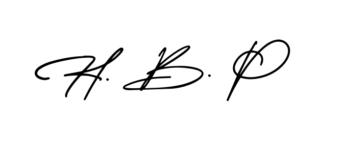 The best way (AmerikaSignatureDemo-Regular) to make a short signature is to pick only two or three words in your name. The name H. B. P include a total of six letters. For converting this name. H. B. P signature style 3 images and pictures png