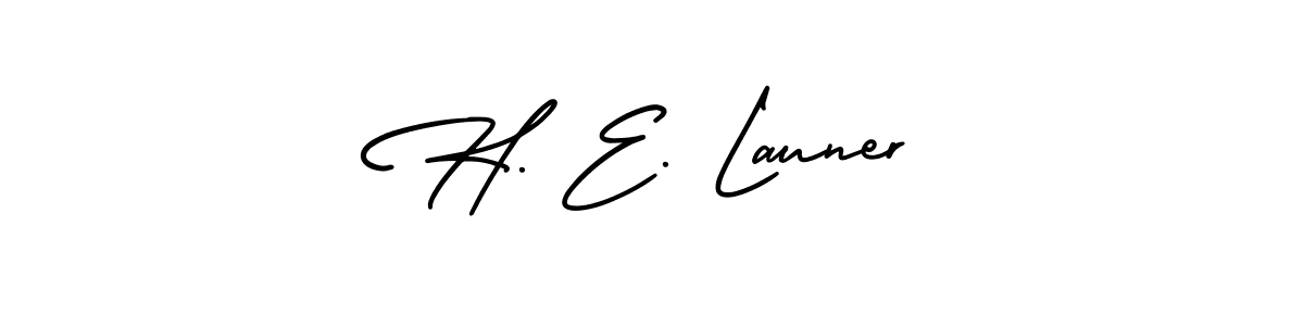 Design your own signature with our free online signature maker. With this signature software, you can create a handwritten (AmerikaSignatureDemo-Regular) signature for name H. E. Launer. H. E. Launer signature style 3 images and pictures png