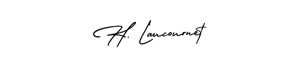 Design your own signature with our free online signature maker. With this signature software, you can create a handwritten (AmerikaSignatureDemo-Regular) signature for name H. Laucournet. H. Laucournet signature style 3 images and pictures png