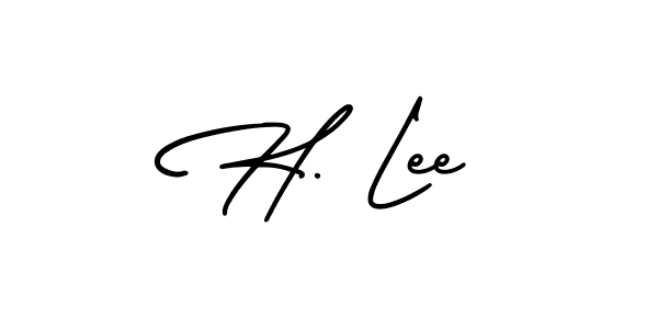 The best way (AmerikaSignatureDemo-Regular) to make a short signature is to pick only two or three words in your name. The name H. Lee include a total of six letters. For converting this name. H. Lee signature style 3 images and pictures png