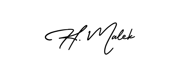 How to make H. Malek name signature. Use AmerikaSignatureDemo-Regular style for creating short signs online. This is the latest handwritten sign. H. Malek signature style 3 images and pictures png