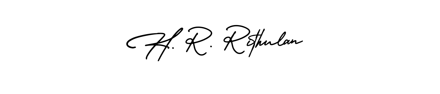 Similarly AmerikaSignatureDemo-Regular is the best handwritten signature design. Signature creator online .You can use it as an online autograph creator for name H. R. Rithulan. H. R. Rithulan signature style 3 images and pictures png