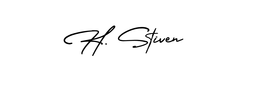 Create a beautiful signature design for name H. Stiven. With this signature (AmerikaSignatureDemo-Regular) fonts, you can make a handwritten signature for free. H. Stiven signature style 3 images and pictures png
