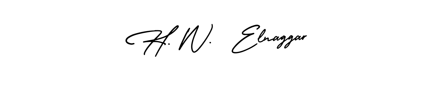 How to make H. W.  Elnaggar name signature. Use AmerikaSignatureDemo-Regular style for creating short signs online. This is the latest handwritten sign. H. W.  Elnaggar signature style 3 images and pictures png