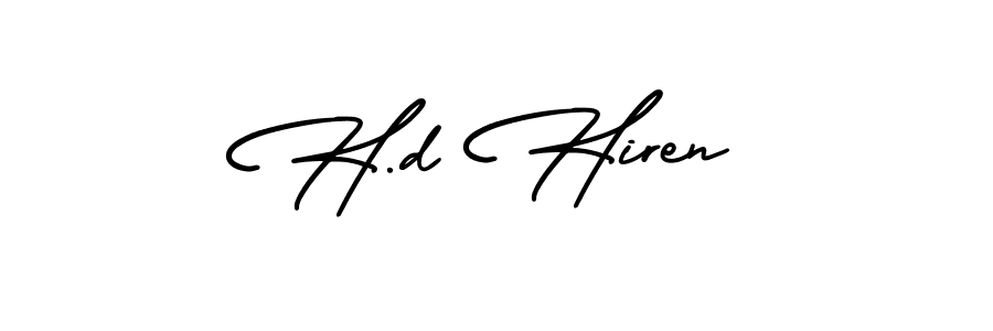 The best way (AmerikaSignatureDemo-Regular) to make a short signature is to pick only two or three words in your name. The name H.d Hiren include a total of six letters. For converting this name. H.d Hiren signature style 3 images and pictures png